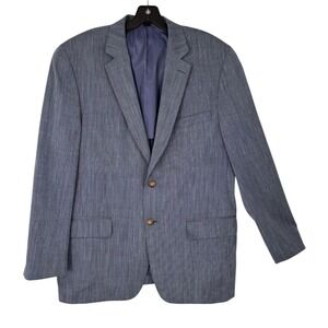 Haspel Wool Linen Silk Jacket Mens 42R Blazer Blue